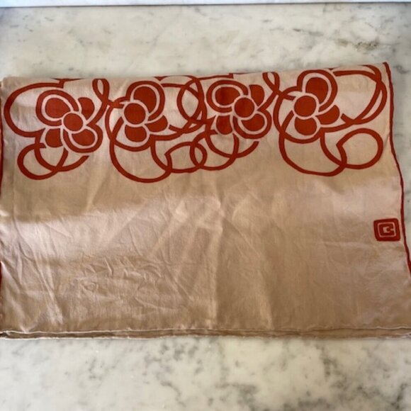 ITALIAN Halle Bros Co Vintage Oblong Scarf Tan Orange - Picture 10 of 15